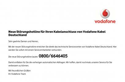 Neue Störungshotline Vodafone Kabel Deutschland